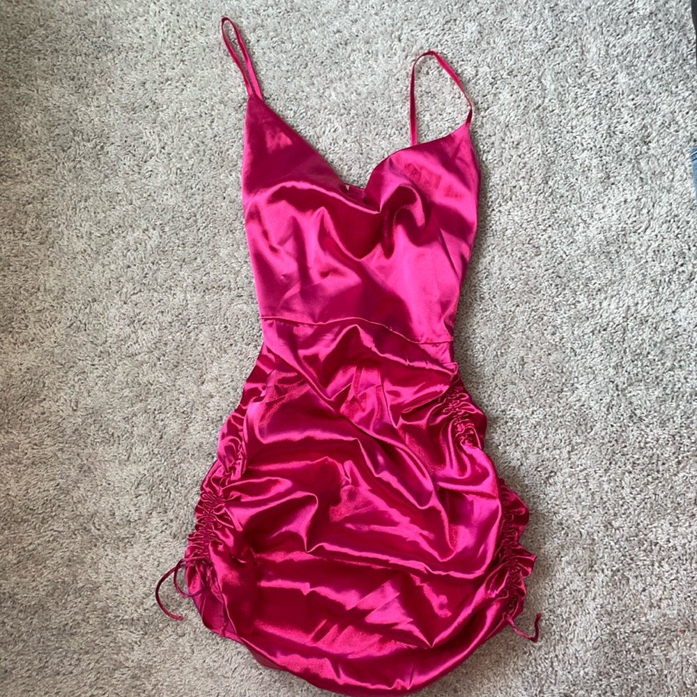 Stunning Pink Silk Cowl Neck Dress